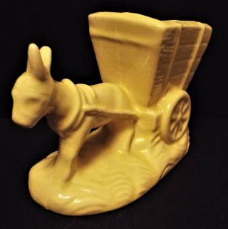 Unmarked Mccoy Yellow Pottery Donkey Mule Cart Planter Vintage
