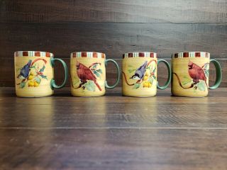 Set Of 4 Lenox Winter Greetings Everyday Mugs Cardinals And Nuthatches