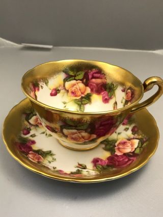 Vintage Royal Chelsea Golden Rose English Bone China Tea Cup & Saucer
