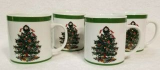 Yule Tide By Georges Briard Decorated Christmas Tree Mugs Set Of 4