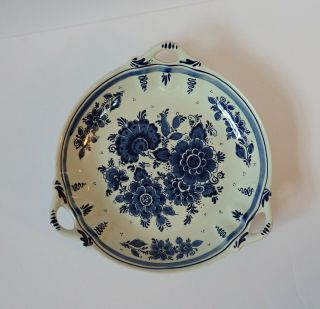 Vintage Dish Blue Delft Holland Blauw Delfts Royal Distel Scr.  Handpainted Plate
