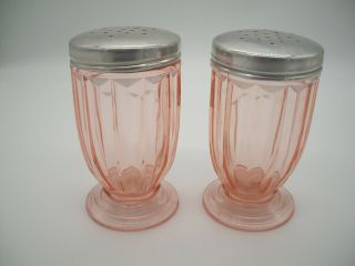 Pink Depression Glass Salt & Pepper Shakers 4.  5 " Tall