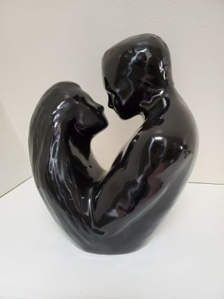 Vintage Haeger Couple Embraced Man Woman Black Sculpture