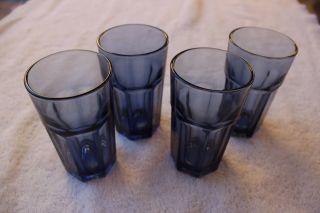 Set Of 3 Libbey Gibraltar Cobalt Blue Small Juice Tumbler Glasses