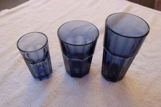 Set of 3 Libbey Gibraltar Cobalt Blue small juice tumbler glasses 2