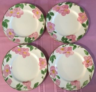 4 Vintage Franciscan Desert Rose Luncheon Plate 9 1/2” Small Dinner Plates Usa