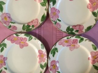 4 Vintage FRANCISCAN Desert Rose Luncheon Plate 9 1/2” Small Dinner Plates USA 2