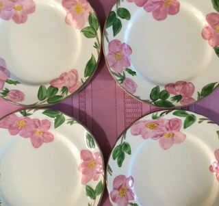 4 Vintage FRANCISCAN Desert Rose Luncheon Plate 9 1/2” Small Dinner Plates USA 3