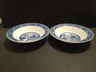 Set Of 2 Vintage Willow Ware By Royal China Blue Willow 10 " Vegetable Bowls