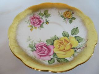 Vintage Princess Anne Tea Cup & Saucer with Pink & Yellow Roses Gold Trim 4