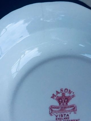 2 Vintage Mason`s Pink Vista Wide Rim Soup Bowls,  8 7/8 