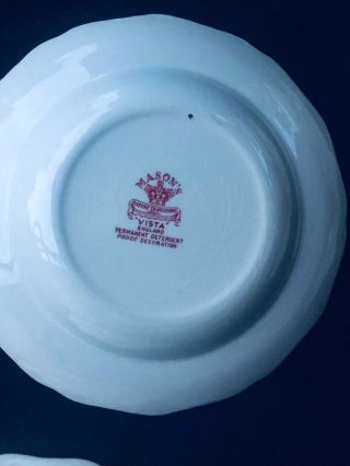 2 Vintage Mason`s Pink Vista Wide Rim Soup Bowls,  8 7/8 