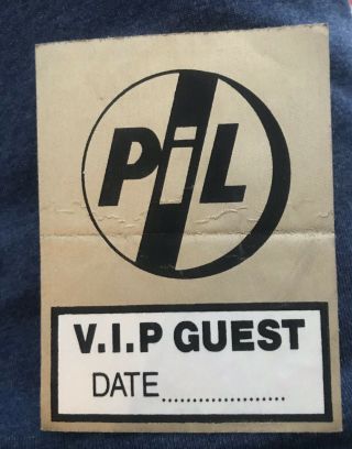 Public Image Limited Vip Guest Pass Formerly Property Of Billy Duffy