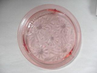 Vintage Sunflower Pink Depression Glass Cake Plate Jeannette A Beauty Cond