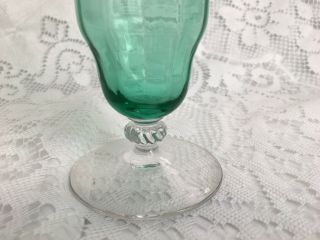 STUNNING DECO ETCHED BI - COLOR DEPRESSION GREEN/CRYSTAL FOOTED PARFAIT/WATER TUMB 4