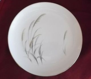 Set Of 2 Mid - Century Fine China White Platinum 10.  5 Coupe Dinner Plates Con