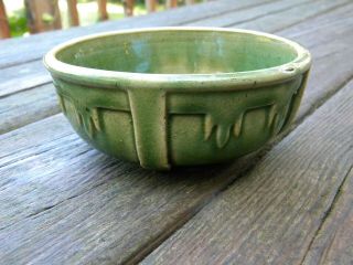 Vintage Arts And Crafts Green Glaze Pottery Bowl 17 Mccoy?hull??