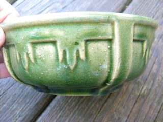 Vintage Arts and Crafts Green Glaze Pottery Bowl 17 McCoy?Hull?? 4
