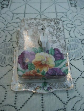 Antique Collectible Covered Butter Cheese Dish H & K Tunstall England Pansies