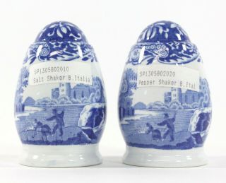 Spode - England Blue Italian Countryside Porcelain Salt & Pepper Shakers, 2