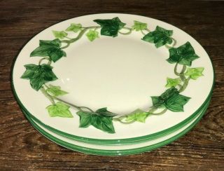 Vintage Franciscan Ivy American Set Of 4 Luncheon 9 - 1/2 " Plates Embossd Ivy Vguc