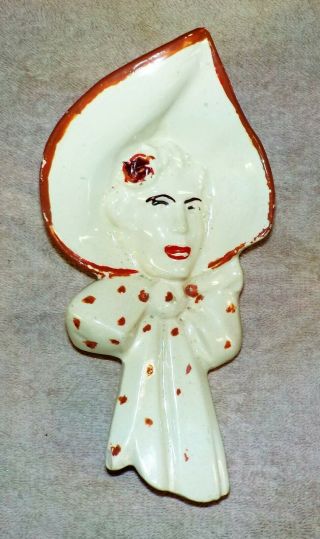 Vintage Mccoy Lady In The Bonnet Wall Pocket Vase Ceramic Pottery