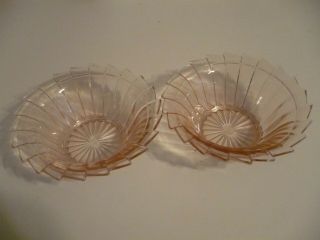 2 Jeannette Pink Sierra,  Or Pinwheel Depression Glass 4 " Berry Bowls