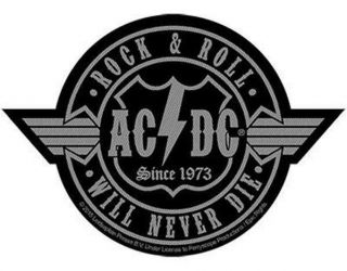 Official Licensed - Ac/dc - Rock N Roll Will Never Die Woven Sew - On Patch Angus