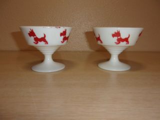 Set Of 2 Vintage Hazel Atlas Glass Sherbets Desert Cup With Red Scotties