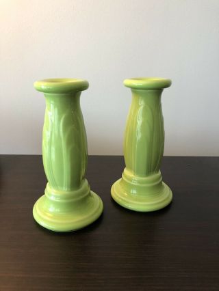 Fiestaware Chartreuse Tapered Candle Holders Fiesta Y2k Millennium Retired Set