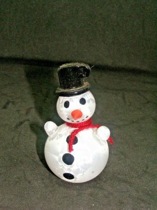 Stunning Lovely Murano Glass Christmas Ornament Snowmen Hand Painted Very Rare