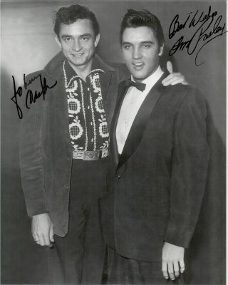 Very Rare - Elvis Presley With Johnny Cash 8 X 10 Signed Photo Reprint