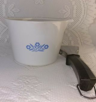 Vintage Corning Ware Blue Cornflower 1 Qt/4 Cup Sauce Maker W/ Removable Handle