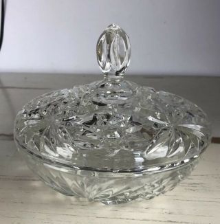 Vintage Nut And Candy Dish Clear Glass With Lid Stars 7 Inch Diameter