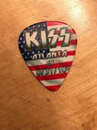 Kiss Hottest Earth Tour Guitar Pick Eric Singer Atlanta Ga 8/31/10 Signed Rock