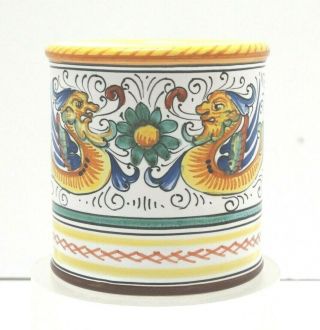 Sberna Deruta Italian Pottery Raffaellesco Dragon Canister W/o Lid Jar 3 1/2 "
