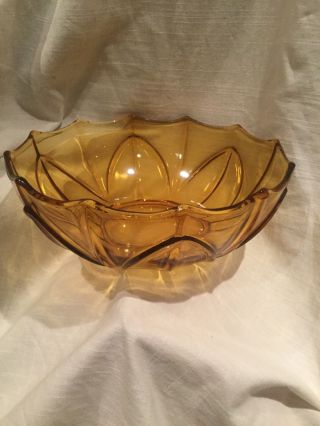 Unknown Vintage Bagley Amber Pressed Glass Fruit Salad Bowl