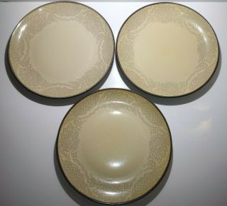 222 Fifth Chandi Vanilla Stoneware Dinner Plates 10 3/4” (set Of 3) Brown/beige