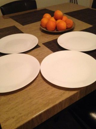 4 Corelle Vitrelle White Winter Frost 8.  5 " Salad Luncheon Plates - Four