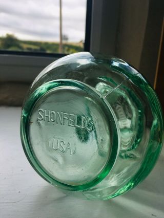 Vintage Glass Genie Bottle Decanter Shonfeld’s USA Light Green 2