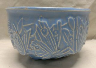 VINTAGE USA NELSON McCOY Blue BUTTERFLY Art Pottery PLANTER Basket Marked 3