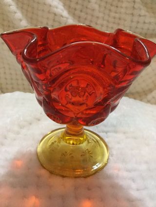 Vintage L.  E.  Smith Amberina Moon & Star Compote Candy Dish