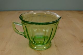 Vintage Green Depression Uranium Federal Glass Co.  Colonial Fluted Rope Creamer