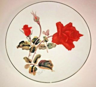 Noritake Japan " Nippon Toki Kaisha " Flower Hand - Painted Collector Plate - Signed