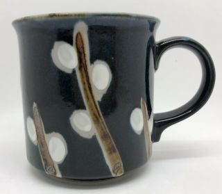 Otagiri Cobalt Blue & Brown Pussywillow Patterned Coffee Tea Mug (rf1038)