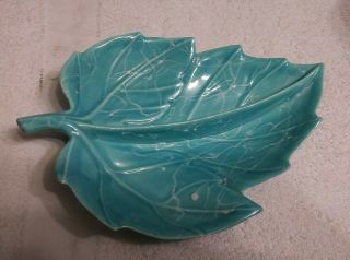 Vintage Turquoise Blue W.  White Ceramic Plate By " California " 7.  25w X 11 