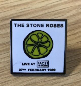 The Stone Roses Live At The Hacienda 1989 Enamel Pin Badge Souvenir - Rare