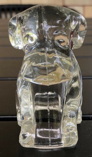 Vintage Clear Glass Hound Dog Candy Container