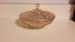 Vintage Pink Depression Indiana Glass Candy Dish Lid Windsor Pattern