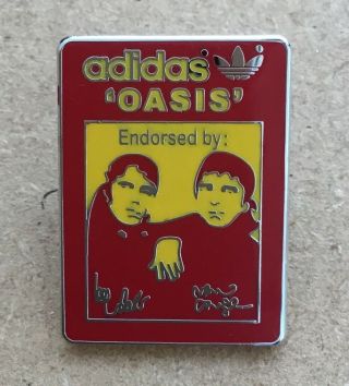 Oasis Gallagher Brothers Adidas Endorsed Retro Enamel Pin Badge - Red/yellow